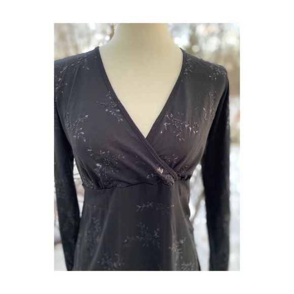 Thyme Maternity Black Metallic Top Blouse Sparkle Holiday Surplice Sz S - Picture 1 of 8